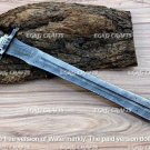 Hand Forged Damascus Steel Sword Double Edge Viking Sword Battle Ready Sword