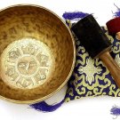 10" Healing Mantra Carved Meditation, Tibetan Yoga Singing Bowl Hand Hammered