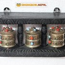 Buddhist Three-in-one Hanging Brass Prayer Wheel Hand Crafted in Nepal