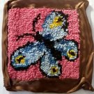 Butterfly Latch Hook Rug Pillow Kit Partially Complete Ribbon Trim Art Handmade