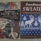 Scandinavian Sweaters Snow Sets Knitting Manual Knit Patterns Vintage Lot 2 40s
