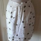 NWOT Luisa Spagnoli Perugia Floral A-Line Flax/Linen Skirt womens sIze 46 olive