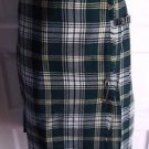 Womens Vintage Loch Linnhie Tartan Plaid Buckle Pinned Wrap Kilt Skirt Womens 14
