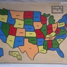 NOS UNITED STATES Map Wooden Wood Puzzle VINTAGE 1987 Educational Homeschool New