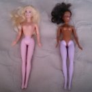 Lot 2 1998 ballerina Barbie/African American blond hair mattel pink purple legs
