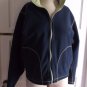 Womens size S LL Bean Reversible Soft Polar Fleece Full Zip Up Jacket Lime Navy