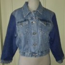 Jeanology Newport News Cropped Denim Blue Jean Knit Sweater Sleeves Jacket sz 12