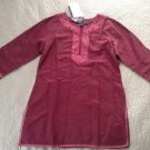 Trendz 3/4 sleeve woven top silk blend slim fit embroidered trendy trends xl