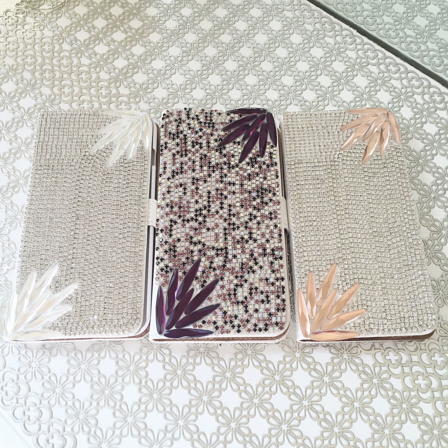 Rhinestone Design iPhone 6 and 6s Wallet Case, Diamond iPhone Case, Crystal iPhone Case