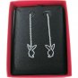 925 Sterling Silver Playboy Threader Earrings Bunny Logo Long Chain Dangle