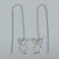 925 Sterling Silver Playboy Threader Earrings Bunny Logo Long Chain Dangle
