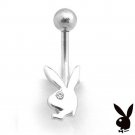 Playboy Belly Ring Bunny Logo Curved Barbell Crystal Navel Body Jewelry Surgical Steel