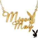 Playboy Necklace MISS MAY Bunny Logo Pendant Gold Plated Playmate of the Month