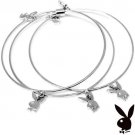 Playboy Bangle Bracelet Bunny Logo Charms Platinum Plated Swarovski Crystal