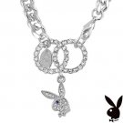 Playboy Bracelet Bunny Logo Charm Silver Plated Swarovski Crystal Infinity Eternity