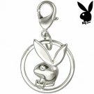 Playboy Charm Bunny Logo Silver Plated Swarovski Crystal Lobster Clasp