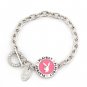 Playboy Bracelet Bunny Logo Charm Platinum Plated Pink Enamel Swarovski Crystal