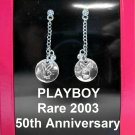 50TH ANNIVERSARY Playboy Earrings Bunny Logo Dangle Swarovski Crystal Silver Plated