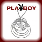 Playboy Necklace Bunny Pendant Silver Platinum Plated Infinity Eternity Logo