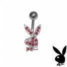 925 Sterling Silver Playboy Belly Ring Button Body Jewelry Bunny Logo 14g Surgical Steel