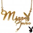 Playboy Necklace MISS JUNE Bunny Pendant Chain Gold Plated Playmate of the Month