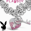 50th ANNIVERSARY Playboy Bracelet Heart Lock and Key Charms Pink Swarovski Crystal Bunny Logo