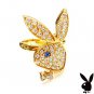 Playboy Ring Bunny Logo Gold Plated Swarovski Crystal Adjustable Fashion Statement