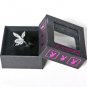 Playboy Ring Bunny Logo Silver Plated Swarovski Crystal Adjustable Fashion Statement