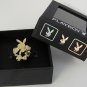 Playboy Ring Triple Bunny Logo Heart Gold Plated Swarovski Crystal Size 8