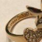 Playboy Ring Triple Bunny Logo Heart Gold Plated Swarovski Crystal Size 8