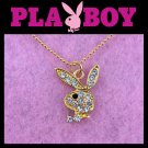 Playboy Necklace Bunny Logo Pendant Charm Faceted Gold Plated Ball Chain y2k