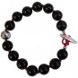 925 Sterling Silver ADMIRATION Inspirational Bracelet Black Bead Red Stretch Toggle Clasp