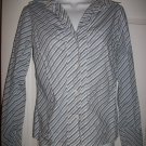 New York & Company Citystretch Women's Blue & White Striped Shirt Size XS
