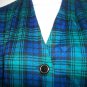 Leslie Fay Women's Vintage Blue & Green Plaid Jacket Blazer Size 16