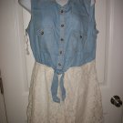 Rue 21 Junior's Blue Denim & White Lace Sleeveless Dress Size XL