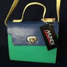 Vintage 70s brand new mundi kelly lizard grain purse handbag green blue yellow