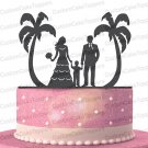 Family Silhouette Cake Toppers Couples with a Boys Under the Coconut Trees
