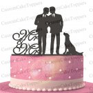 Gay Wedding Cake Topper With Dog,Gay Cake Topper,Homosexual Cake Topper