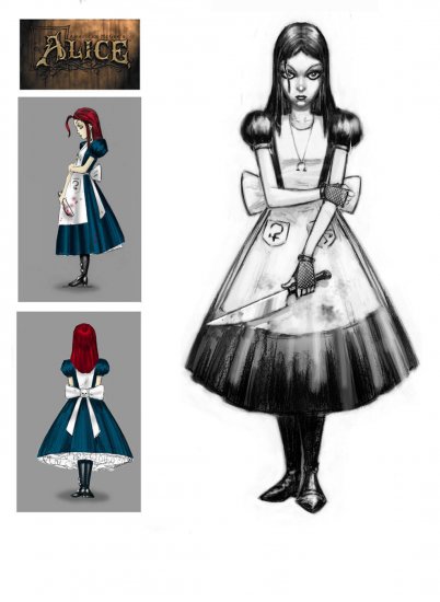 American McGee Spooky Alice In Wonderland Costume Dress Cosplay