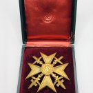 WWII GERMAN CASED SPANISH CROSS IN GOLD WITH SWORDS