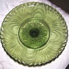 Green Glass Sandwich Scalloped Cake Server Plate Stand