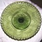 Green Glass Sandwich Scalloped Cake Server Plate Stand