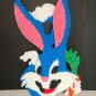 Vintage popcorn melted plastic Bugs Bunny Rabbit wall hanging, retro Easter deco