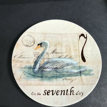 WILLIAMS-SONOMA CHRISTMAS Salad/Dessert Plate 7th day swan swimming