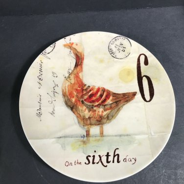 WILLIAMS-SONOMA 12 DAYS OF CHRISTMAS Salad/Dessert Plate 6th day geese goose