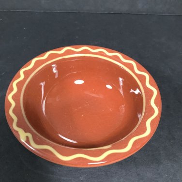 Vintage Redware pottery signed Rowe pottery Small Bowl collectible folk art
