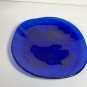 Vintage Cobalt Blue pressed glass sea shells plate, beach theme luncheon plate
