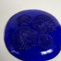 Vintage Cobalt Blue pressed glass sea shells plate, beach theme luncheon plate