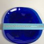 Vintage Cobalt Blue pressed glass sea shells plate, beach theme luncheon plate