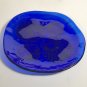 Vintage Cobalt Blue pressed glass sea shells plate, beach theme luncheon plate